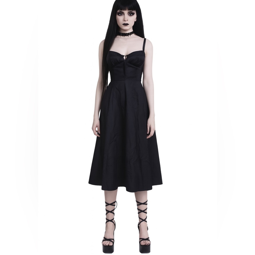 NEW Freemarket Corset Midi Dress L Taffeta Dark Romantic Whimsigoth Milkmaid - Picture 2 of 13